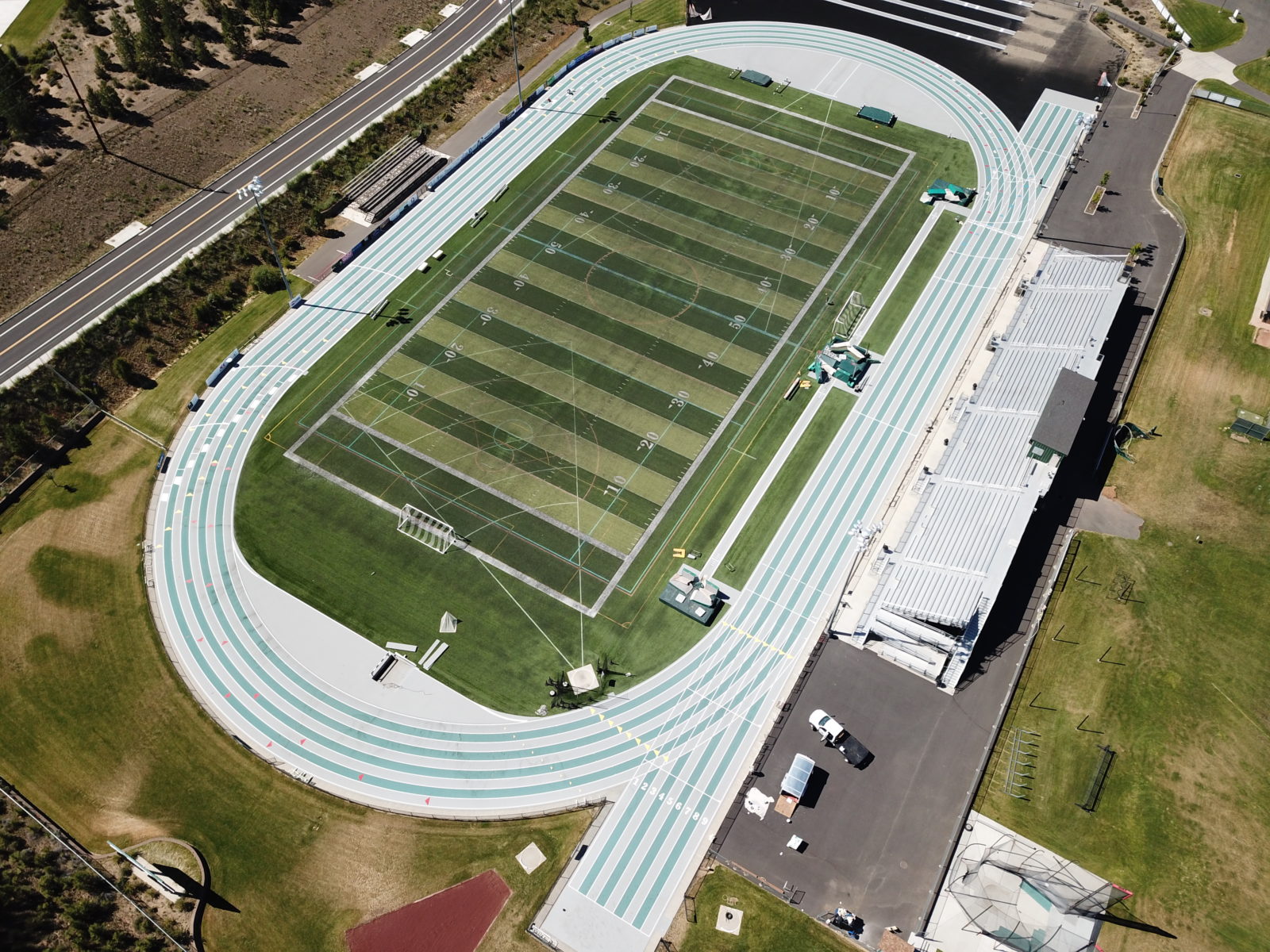 Aerial view of completed track project